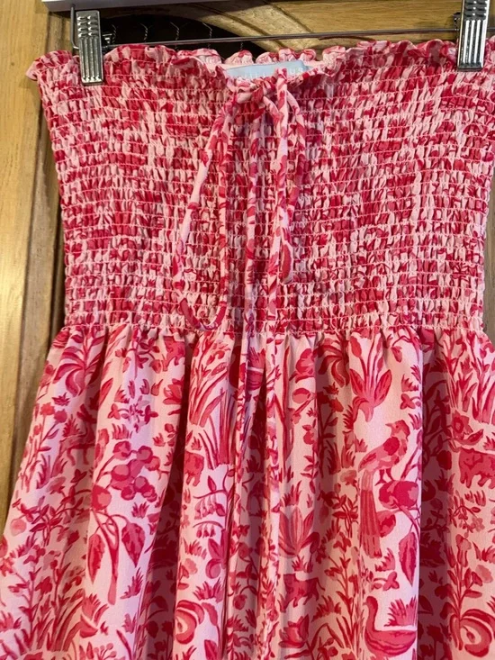 Hill House Pink Strapless Smocked Maxi Dress with Floral Print - Picture 2 of 4